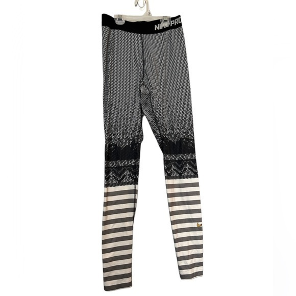 NIKE PRO COMBAT HYPERWARM HTF‎ RARE PRINT BLACK TIGHTS SMALL